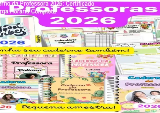 Caderno da Professora 2026 certificado e carga horária