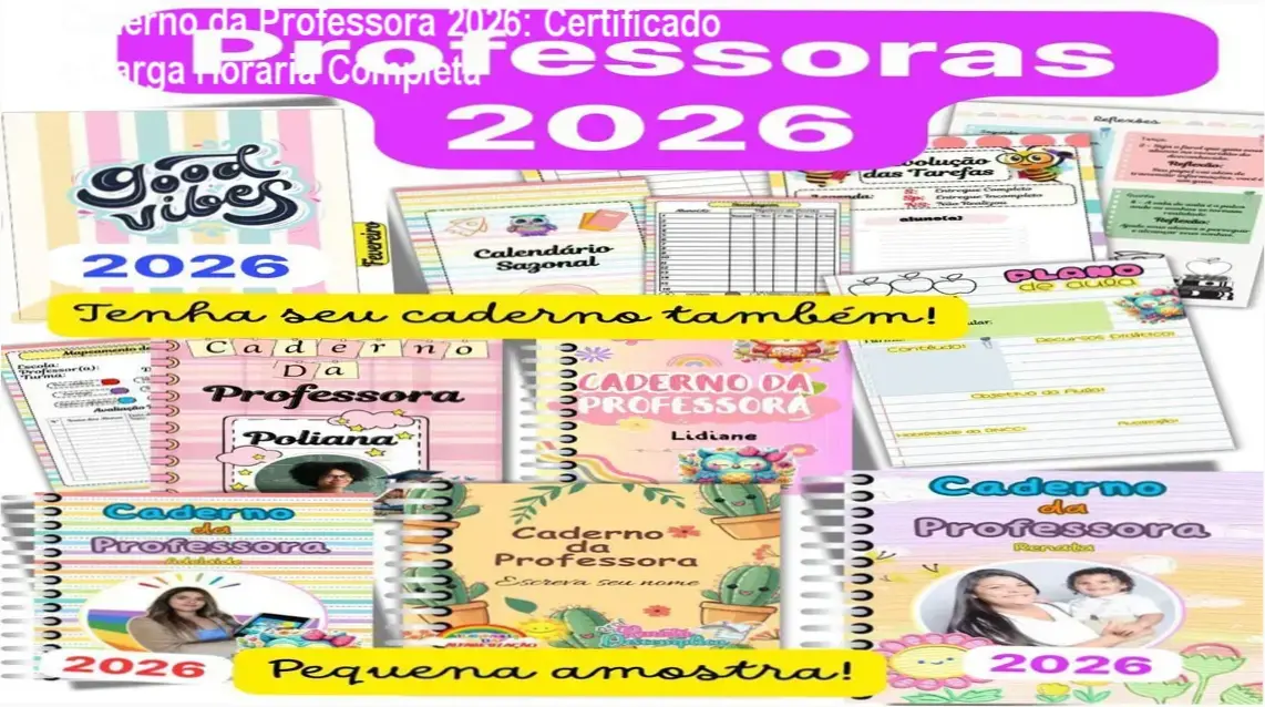 Caderno da Professora 2026 certificado e carga horária