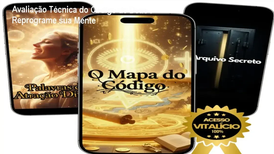 Capa do curso O Código de Deus mostrando mapa de reprogramação mental