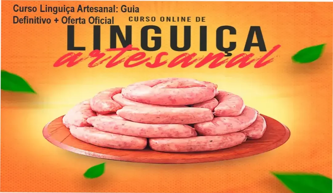 Imagem promocional do Curso Linguiça Artesanal com destaque para bônus e oferta oficial