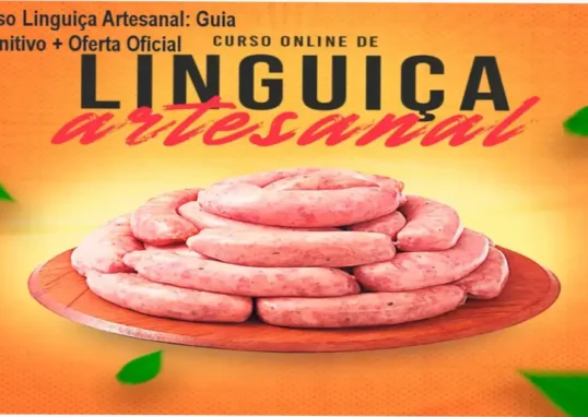 Imagem promocional do Curso Linguiça Artesanal com destaque para bônus e oferta oficial