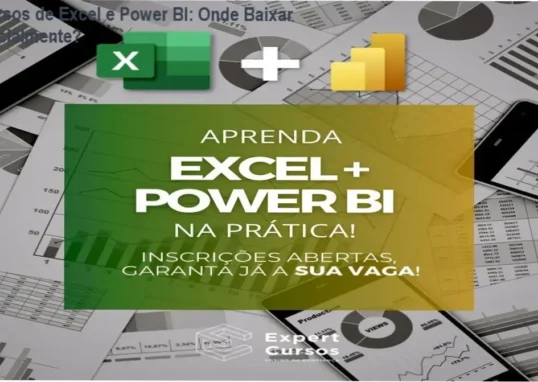 Tela mostrando página oficial de download dos Cursos de Excel e Power BI