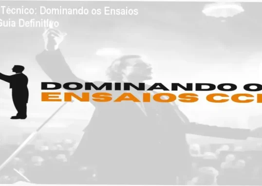 Imagem do curso Dominando os Ensaios CCB mostrando pauta musical e instrumentos da orquestra