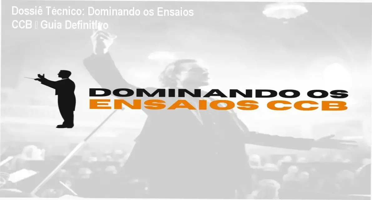 Imagem do curso Dominando os Ensaios CCB mostrando pauta musical e instrumentos da orquestra
