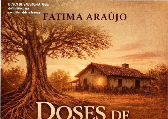 Capa do livro Doses de Sabedoria mostrando família reunida e convite à leveza no dia a dia