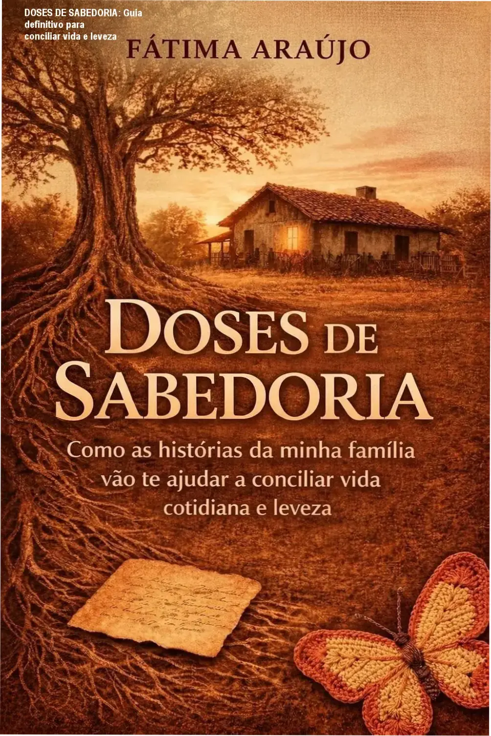 Capa do livro Doses de Sabedoria mostrando família reunida e convite à leveza no dia a dia