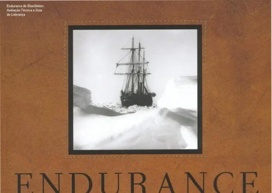 Capa do livro Endurance de Shackleton mostrando imagens históricas da expedição antártica