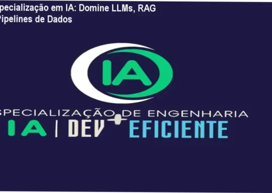 Imagem ilustrando a especialização em engenharia de IA com foco em LLMs, RAG e pipelines de dados