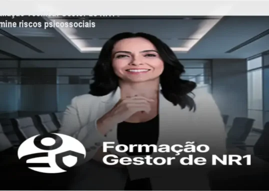 Captura da tela da Formação Gestor de NR1 mostrando módulos de aplicação prática em documentos SST