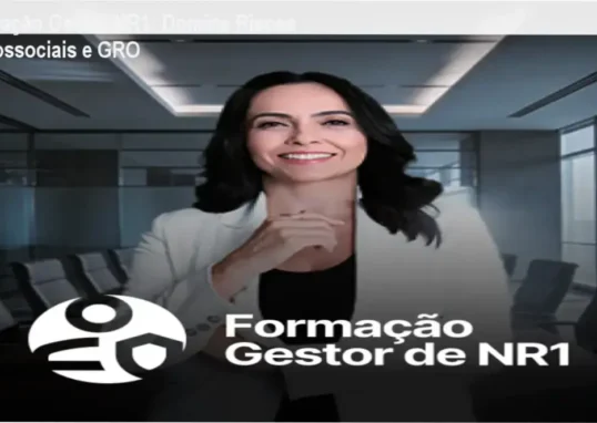 Capa da Formação Gestor de NR1 de Izabella Camargo sobre saúde mental e riscos psicossociais