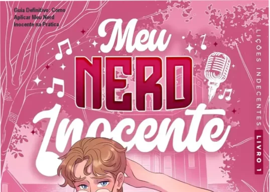 Capa do eBook Meu Nerd Inocente mostrando o casal principal em cenário universitário