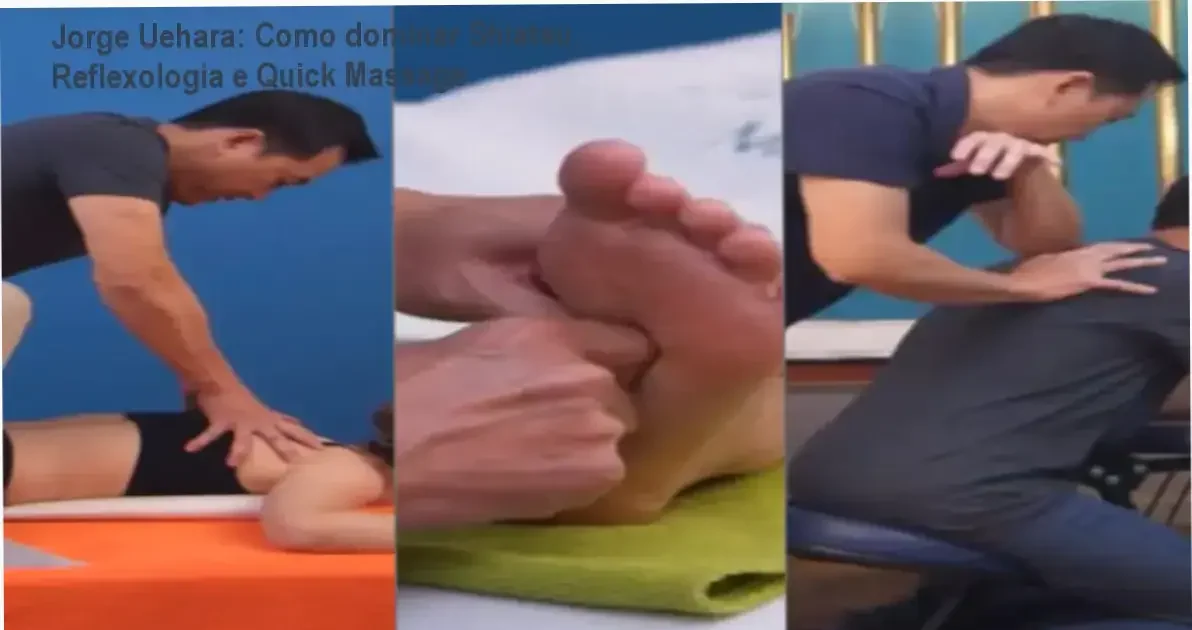 Jorge Uehara apresentando o Curso de Shiatsu, Reflexoterapia e Quick Massage em ambiente digital