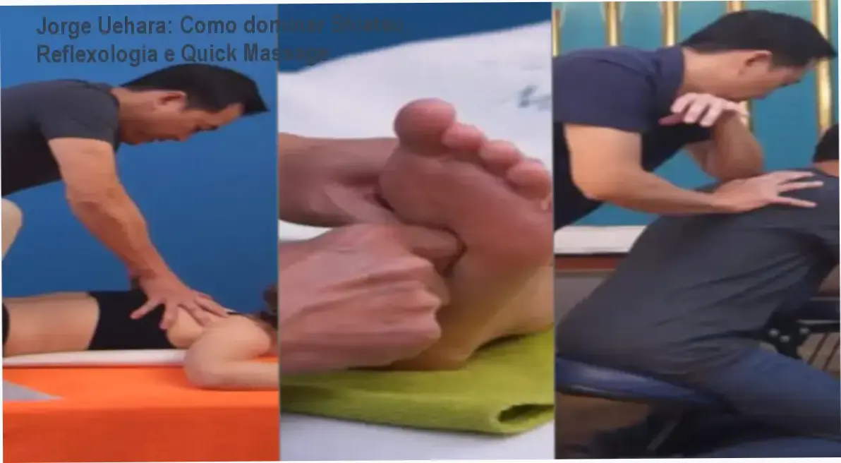 Jorge Uehara apresentando o Curso de Shiatsu, Reflexoterapia e Quick Massage em ambiente digital