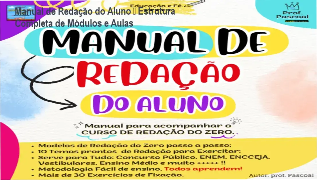 Manual de Redação do Aluno do Prof. Pascoal – módulos, aulas e conteúdo programático