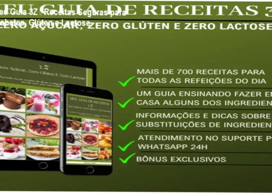 Capa do ebook Meu Guia de Receitas 3Z com receitas sem açúcar, glúten e lactose