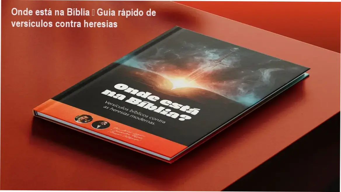 Capa do eBook Onde está na Bíblia mostrando versículos contra heresias e cupom de desconto