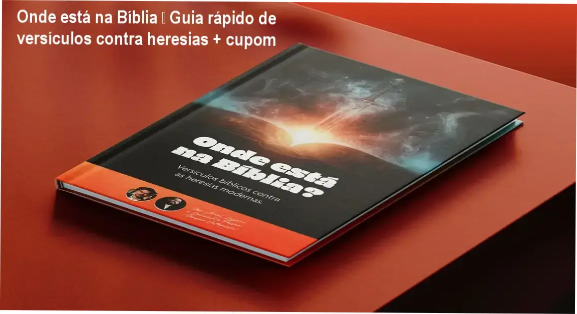 Capa do eBook Onde está na Bíblia mostrando versículos para debates apologéticos e selo de cupom de desconto