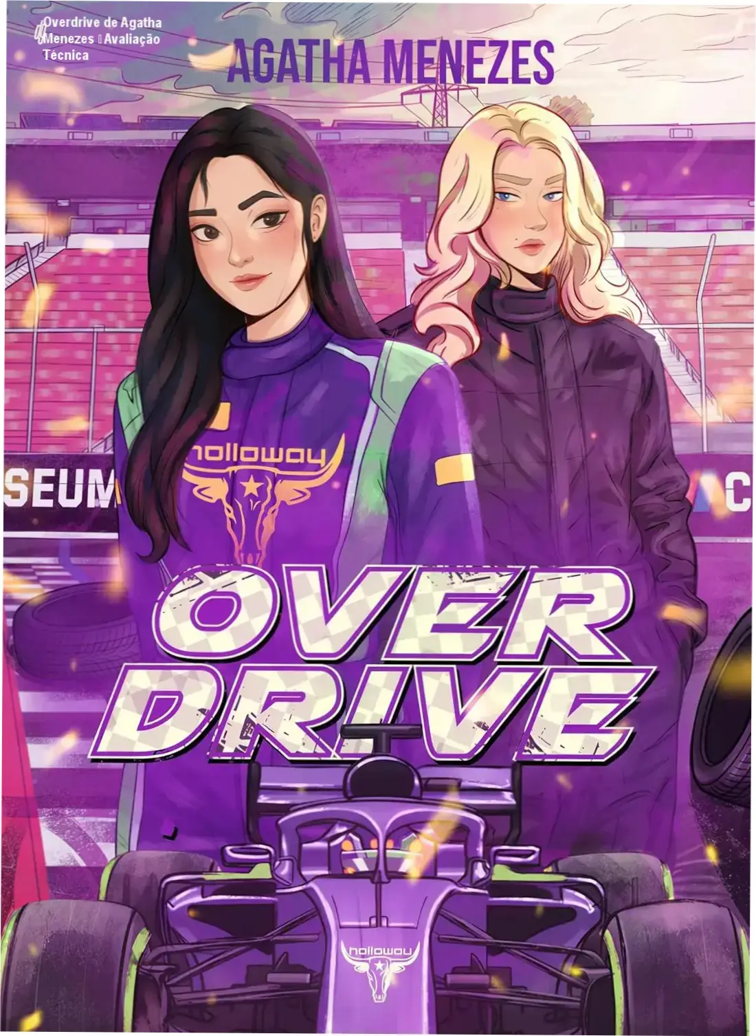 Capa do livro Overdrive de Agatha Menezes, romance sáfico ambientado na Fórmula 1