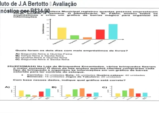 Produto de J.A Bertotto – garantia de devolução, avaliação diagnóstica editável para professores