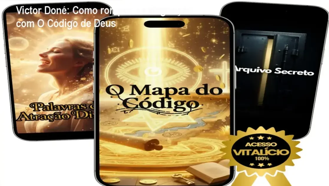 Capa do curso O Código de Deus de Victor Doné, ilustrando o caminho para reprogramar a mente e atrair prosperidade