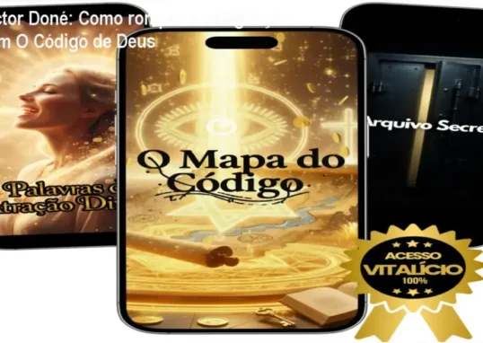 Capa do curso O Código de Deus de Victor Doné, ilustrando o caminho para reprogramar a mente e atrair prosperidade