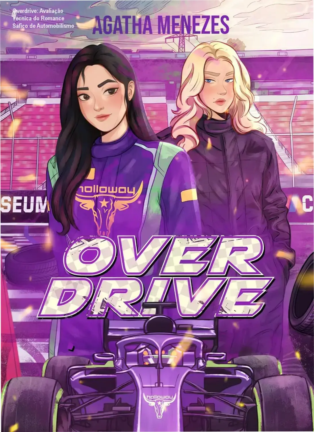Duas mulheres estrategistas em meio a circuitos de Fórmula 1, representando a química 'enemies to lovers'