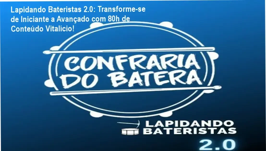 Tela de partitura interativa do curso Lapidando Bateristas 2.0 com função Play Along integrada.