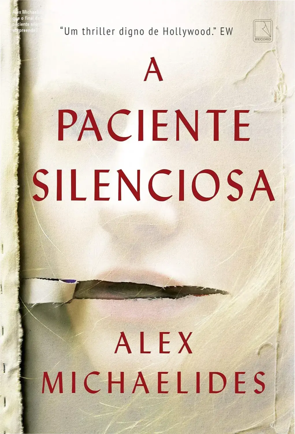 Capa do livro A paciente silenciosa de Alex Michaelides, destaque para o mistério do final