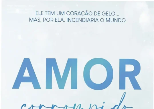 Capa do romance Amor Corrompido com destaque para os personagens principais em alto contraste