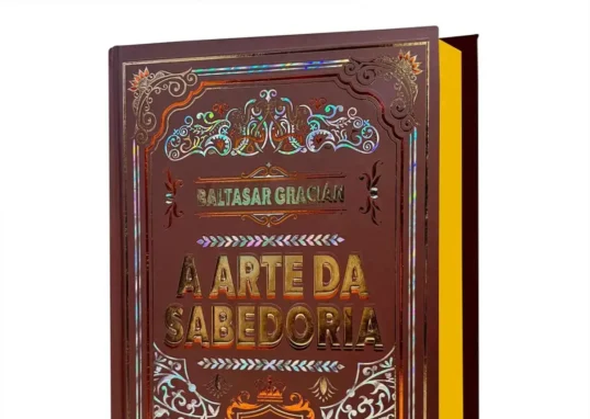 Livro A Arte da Sabedoria de Baltasar Gracián em capa dura de luxo com fitilho