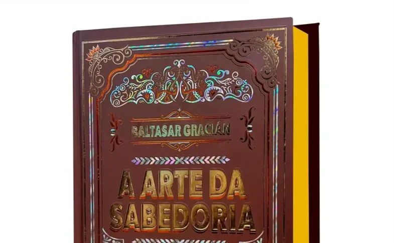 Livro A Arte da Sabedoria de Baltasar Gracián em capa dura de luxo com fitilho
