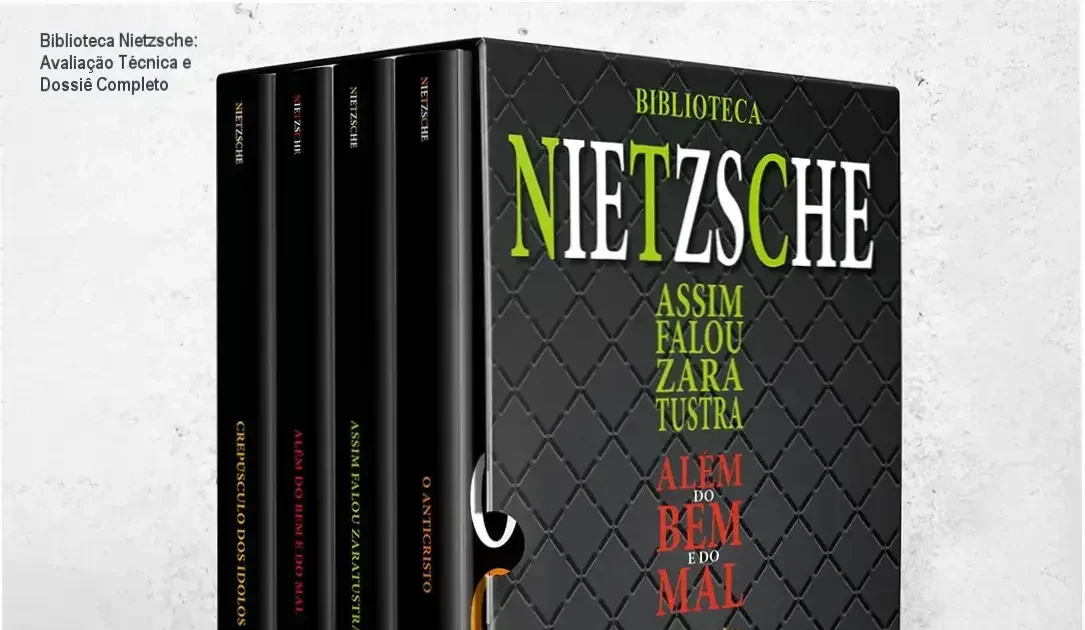 Capa do box Biblioteca Nietzsche com quatro obras do filósofo Friedrich Nietzsche
