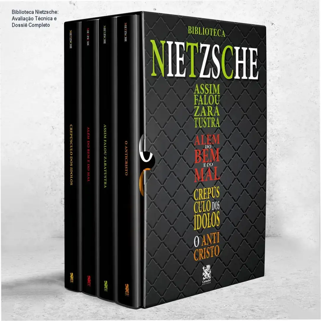 Capa do box Biblioteca Nietzsche com quatro obras do filósofo Friedrich Nietzsche