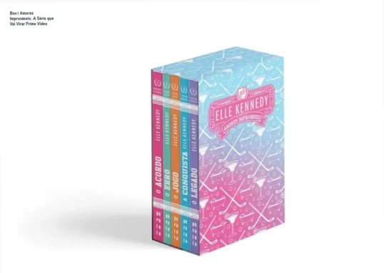 Box com 5 livros de Amores Improváveis em novo lançamento, nova edição do autor Elle Kennedy.
