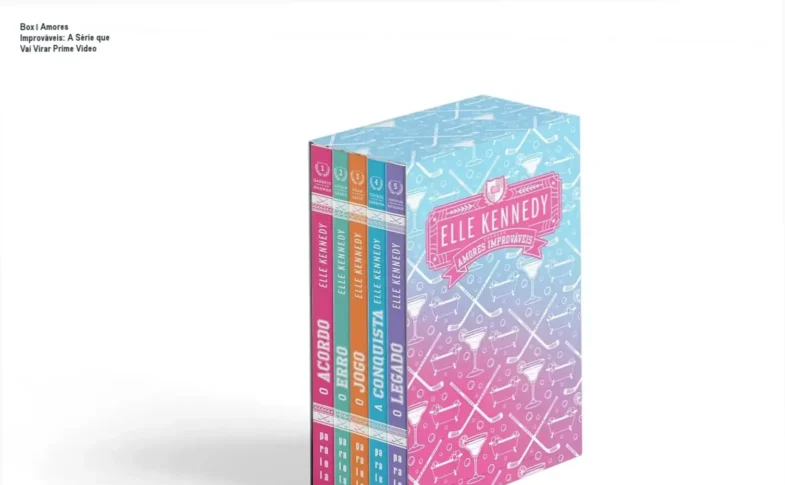 Box com 5 livros de Amores Improváveis em novo lançamento, nova edição do autor Elle Kennedy.