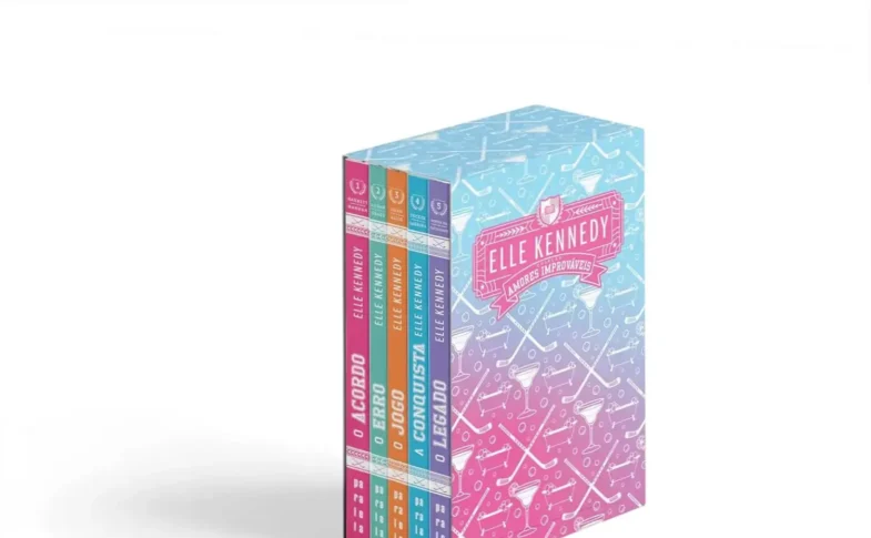 Box colecionador da série Amores Improváveis de Elle Kennedy com acabamento especial