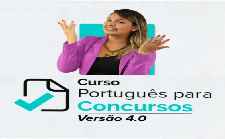 Carol Mendonça apresentando o curso Português para Concursos 4.0, foco em interpretação de texto e gramática para provas