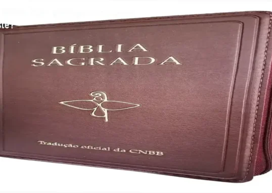 Bíblia Sagrada CNBB com fechamento em zíper e capa de couro sintético