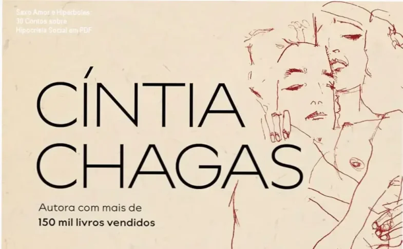 Capa destacada do livro 'Sexo Amor e Hipérboles' com destaque para o título e autor, representando a temática crítica social
