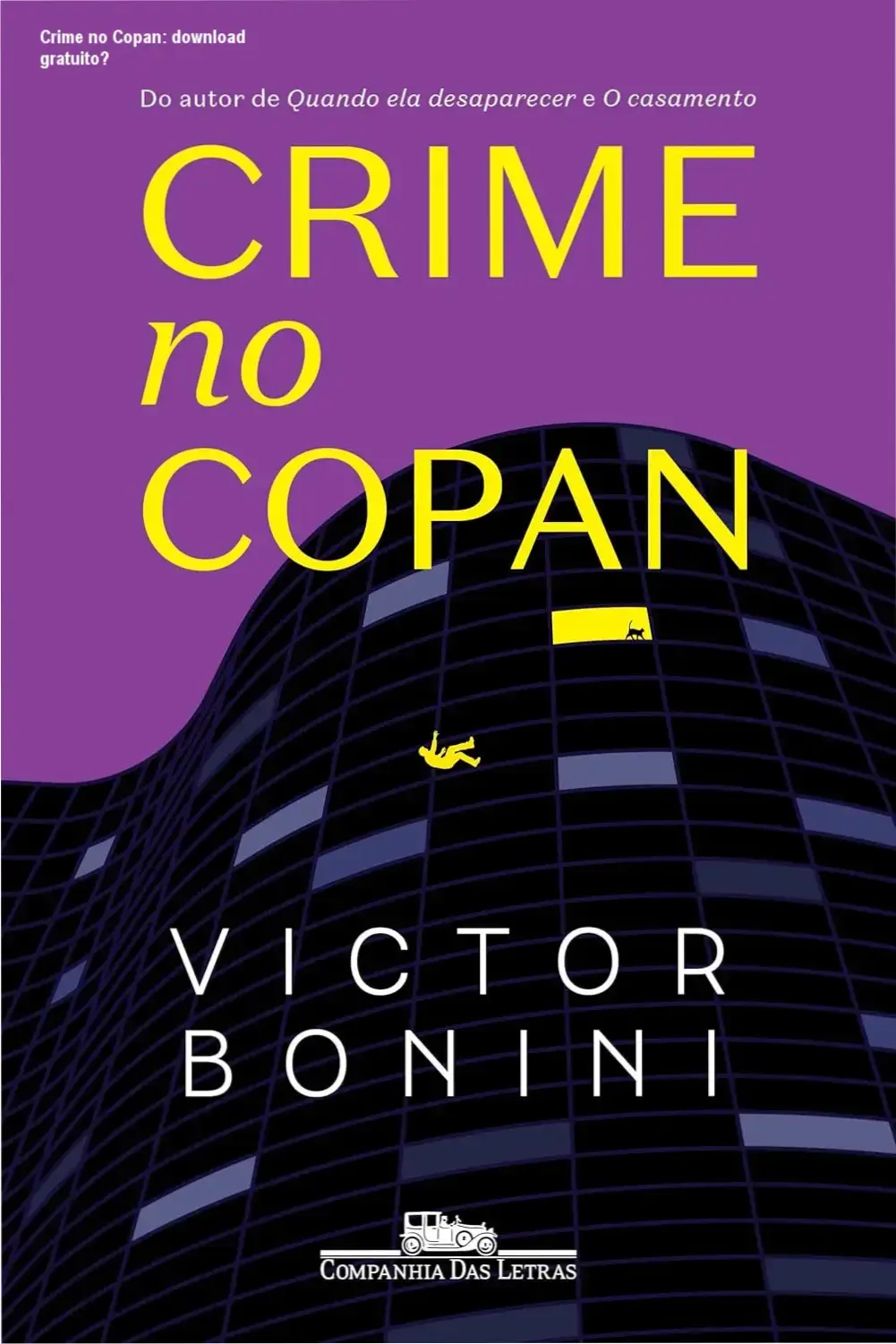 Capa do eBook Crime no Copan, autor Victor Bonini, em formato digital com paisagem urbana