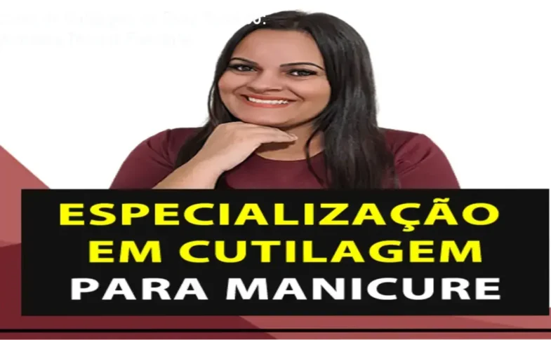Tela do curso de cutilagem da Faby Cardoso mostrando técnicas de corte bordado e esmaltação
