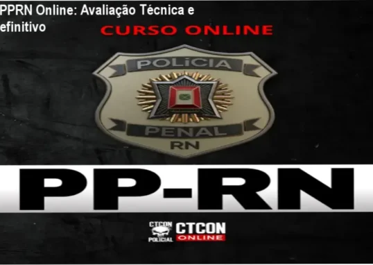 Tela do curso online PPRN com aulas, simulados e mentoria para candidatos da Polícia Penal do RN