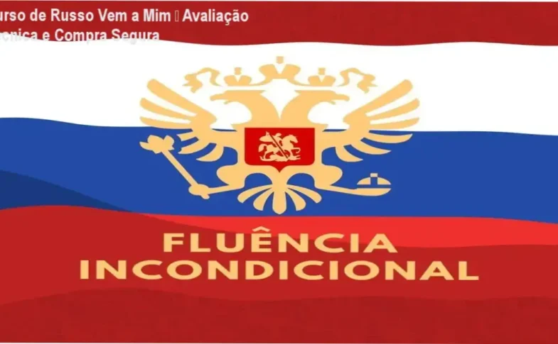 Imagem mostrando a capa do Curso de Russo Vem a Mim de Thiago Melo, destacando compra segura e método estruturado