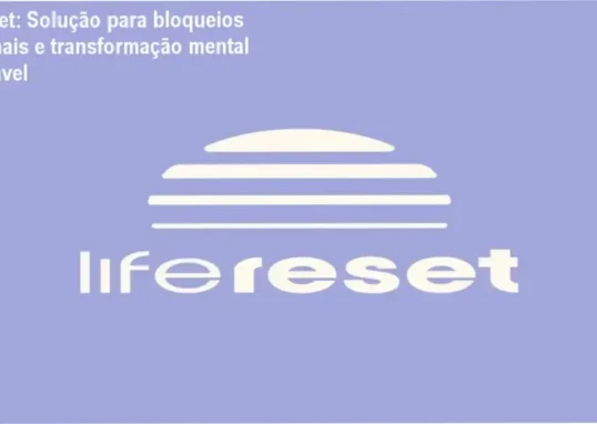 Apresentação do curso Life Reset com destaque para a autora em ambiente inspirador, simbolizando elevação energética e mentalidade positiva.