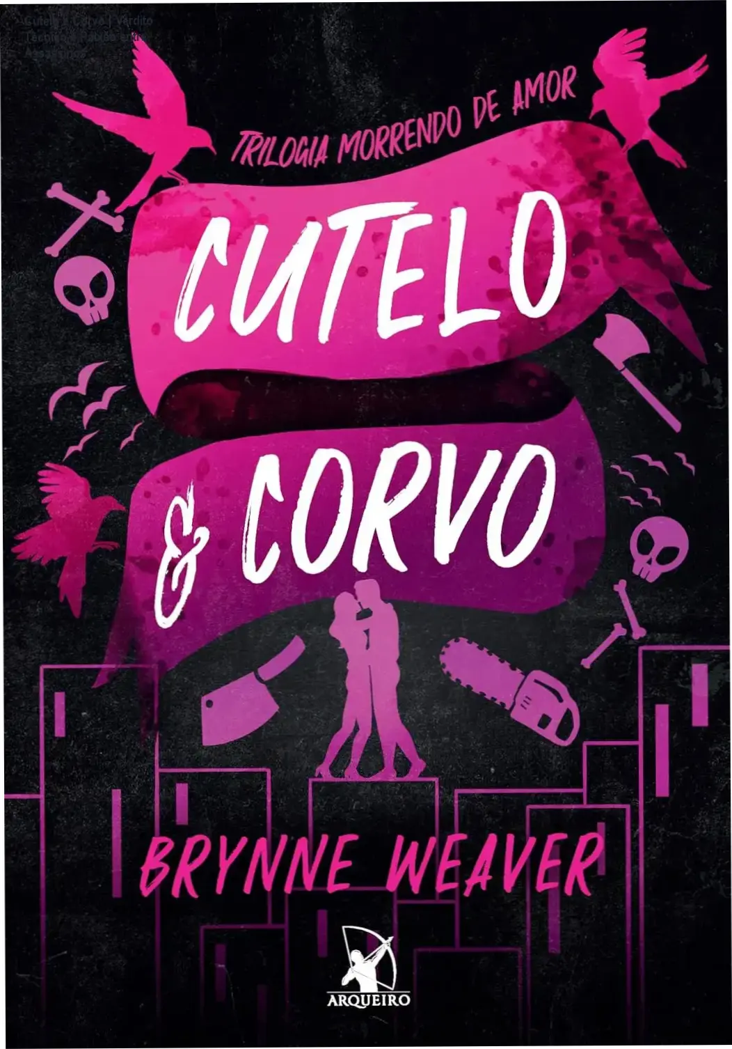 Capa do livro Cutelo e Corvo com design ousado em preto e vermelho, tema dark romance