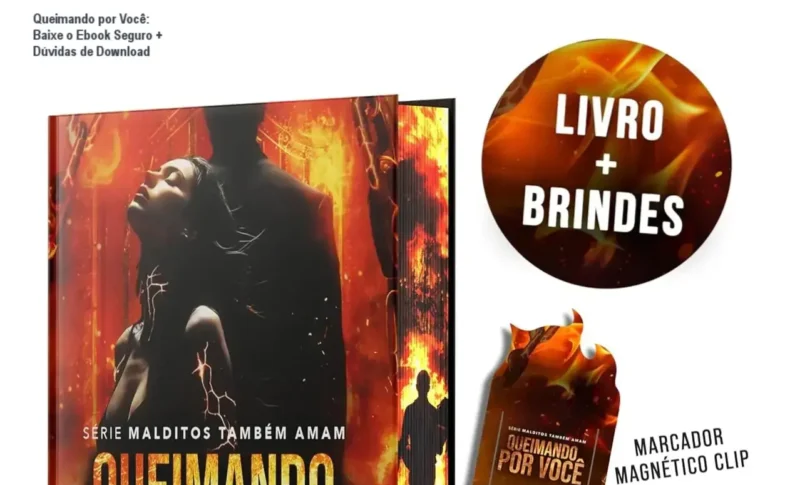 Capa premium do livro Queimando por Você com elementos gráficos exclusivos