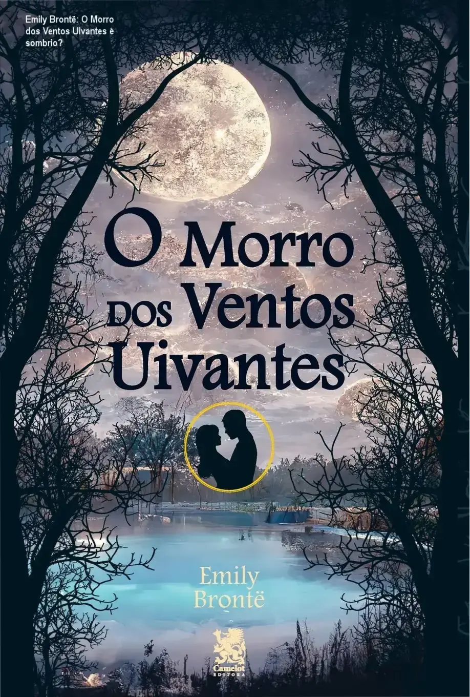 Capa do livro O Morro dos Ventos Uivantes de Emily Brontë com fundo sombrio