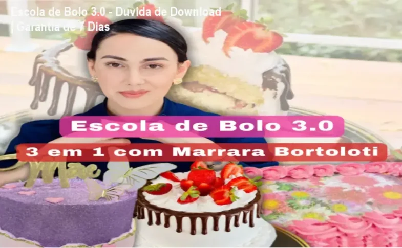 Certificado e apostilas do curso Escola de Bolo 3.0 com garantia de 7 dias