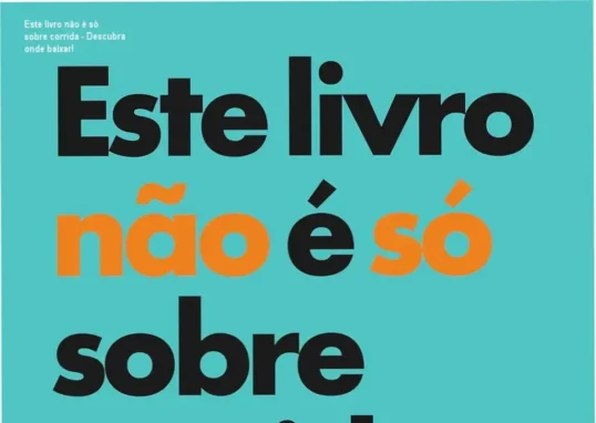 Capa do livro com destaque para o título 'Este livro não é só sobre corrida' e botão de acesso online