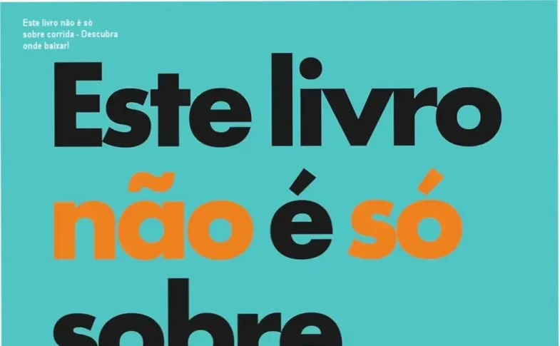 Capa do livro com destaque para o título 'Este livro não é só sobre corrida' e botão de acesso online